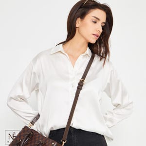 Alça de couro Vachetta para Pochette Accessoires, alça transversal ajustável para bolsa, alça de reposição para bolsa, cores Natural e Mel imagem 14