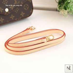 Vachetta Leather Bag Strap, Slim Purse Strap, Top Handle Shoulder Strap, Pochette Accessoires, Leather Bag Handle, Brown,Honey,Natural Color image 5
