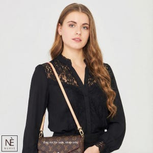 Vachetta Leather Bag Strap, Slim Purse Strap, Top Handle Shoulder Strap, Pochette Accessoires, Leather Bag Handle, Brown,Honey,Natural Color image 6