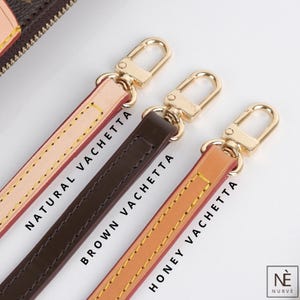 Vachetta Leather Bag Strap, Slim Purse Strap, Top Handle Shoulder Strap, Pochette Accessoires, Leather Bag Handle, Brown,Honey,Natural Color image 4