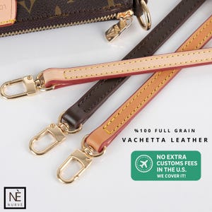 Luxury Vachetta Leather Bag Strap, Crossbody Bag Strap, Shoulder Strap for Pochette Accessoires, Handbags , Top Handle Strap, Honey, Brown