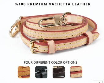 Thin Natural Leather Purse Strap (0.40” / 1 cm) – Adjustable Vachetta Crossbody Bag Strap