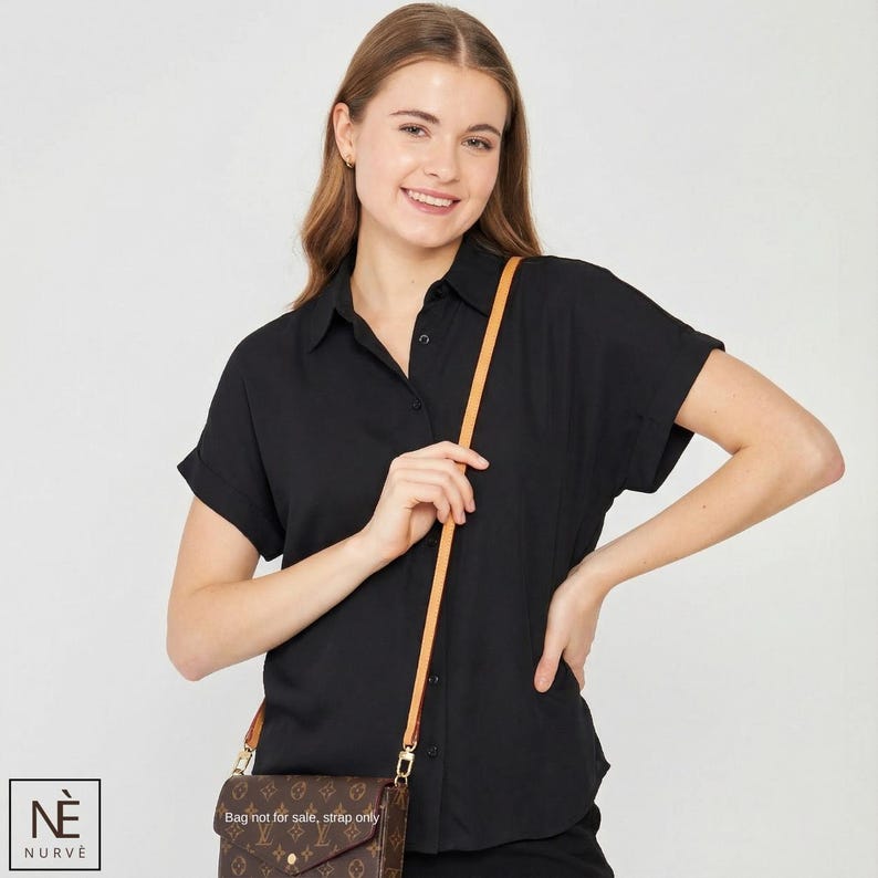 Vachetta Leather Bag Strap, Slim Purse Strap, Top Handle Shoulder Strap, Pochette Accessoires, Leather Bag Handle, Brown,Honey,Natural Color image 8