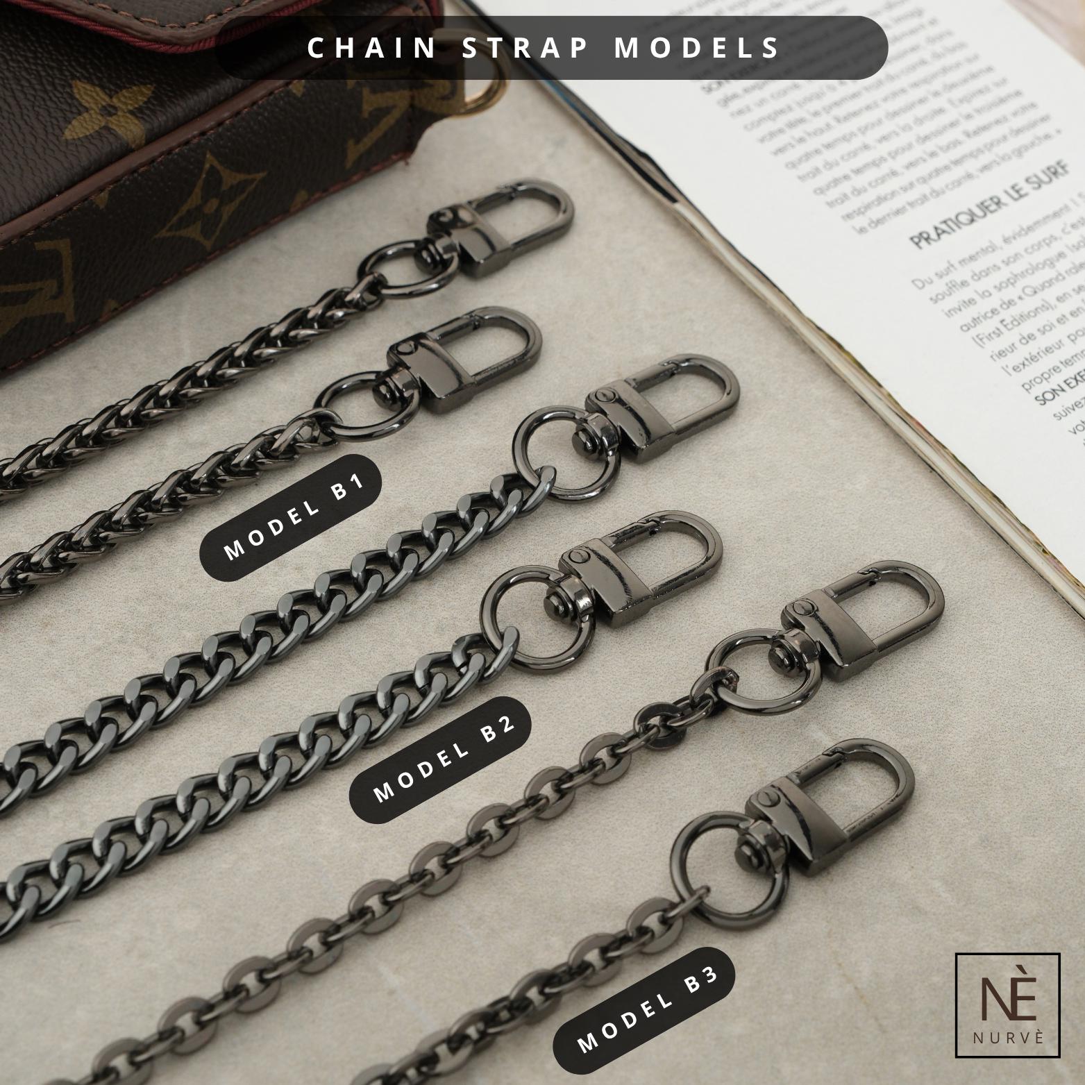 Luxury Black Oval Chain Bag Strap: Adjustable Crossbody