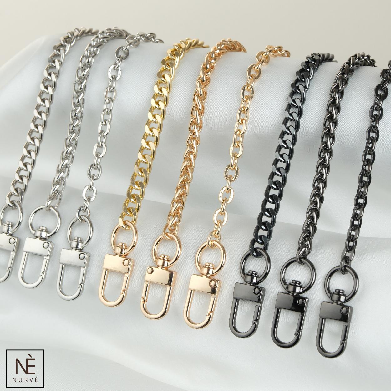 小物 A&G Chained Cross Strap Adjustable Oval Chain Bag Strap: Gold, Silver, Black - Zinc Alloy