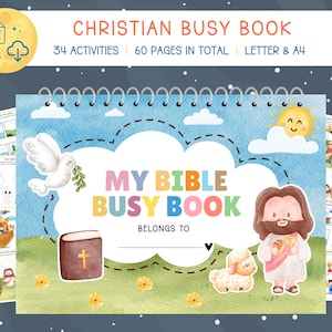 My Bible busy book, Printable Bible Activity Book, Binder Activity, Preschool Activity, Homeschool, Sunday School, quiet busy book