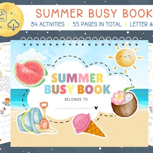 Summer toddler busy book, Preschool Learning Binder, Busy Binder For Kids, Homeschool Preschool Learning Binder, toddler busy book printable