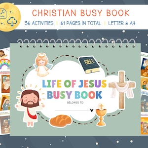 Life of Jesus busy book, Printable Bible Activity Book, Binder Activity, Catholic Activity, Homeschool, Sunday School, quiet busy book