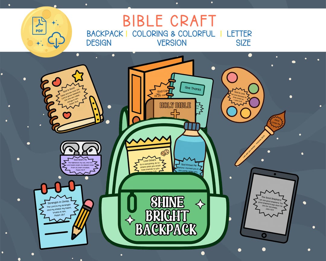 Printable Bible Verse Backpack Craft: Sunday School Activity (PDF ...