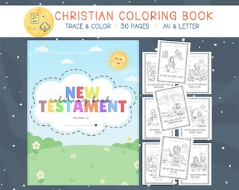 Neues Testamente Malbuch, Bibelversverfolgung, Sonntagsschule (Digitaler Download A4 / US Letter)