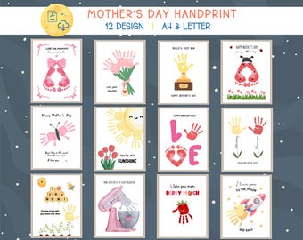 Muttertag Handabdruck Handwerk, Mutter Handabdruck, Handabdruck Vorlage, Bastelaktivitäten für Kleinkinder, Andenken, Sofort Download