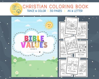 Bibelwerte Malbuch, christliche Verse, Sonntagsschule (digitaler Download)