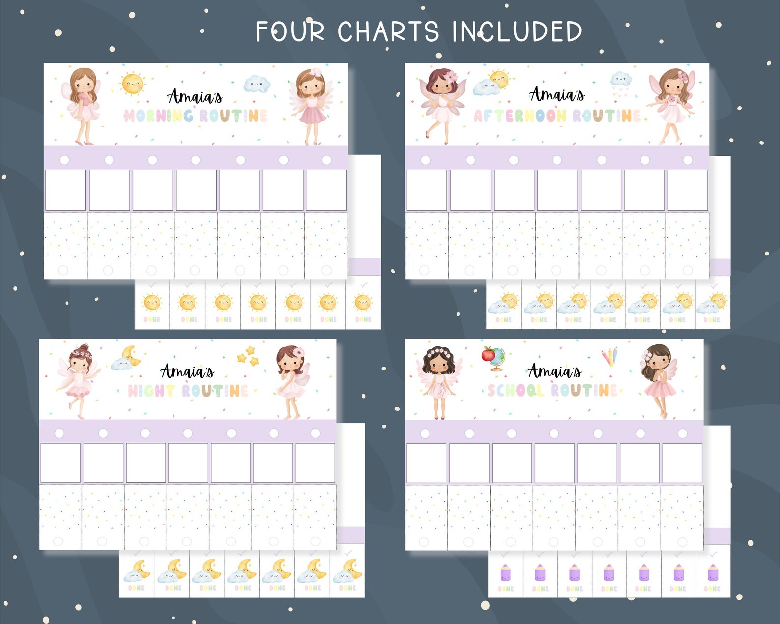 Fairy Routine Flip Chart for Kids, Editable Toddler Chore Chart ...