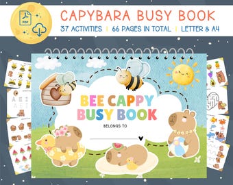 Biene Capybara Vorschul-Lernmappe: 37 Aktivitäten (PDF Download)