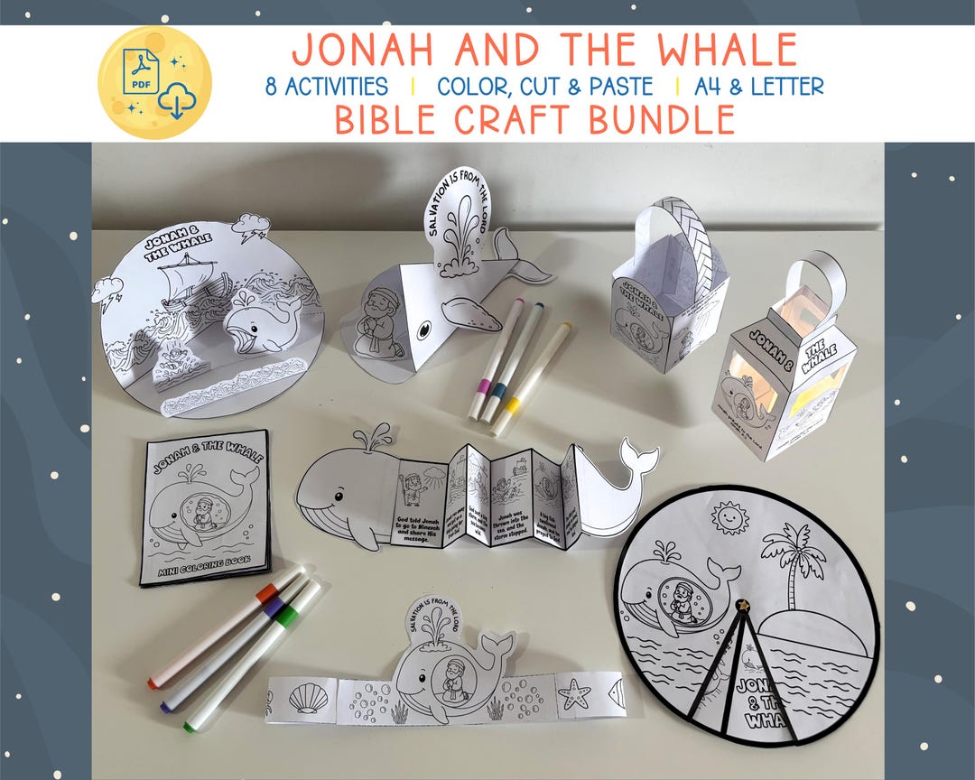 Jonah and the Whale Craft Bundle, Bible Activity Pack for Kids ...