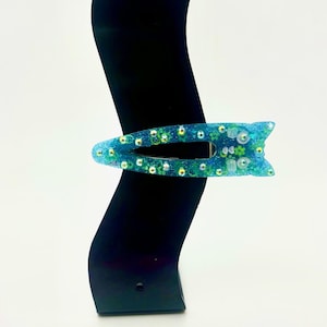 Emerald Green Cat Hair Clip: Floral Rhinestone Alligator Clip