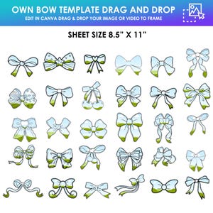 Coquette Bows Canva Editable Frame, Coquette Canva Templates Bundle, Ribbon Bow Canva Template, coquette sublimation designs, Editable frame