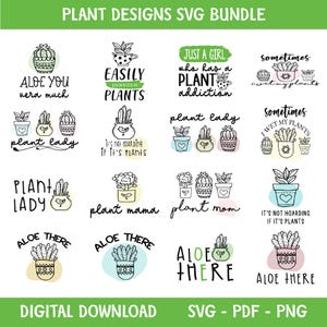Plant Svg Bundle, Garden Svg Bundle, Plant Lover Svg, Plant Mom Svg, Plant Quote Svg, Houseplant Svg, Funny Plant Quote Svg, Gardening Quote