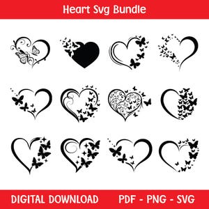 Heart Svg Bundle, Heart Doodle Svg, Hand Drawn Heart Svg, Heart Clipart, Valentine Day Heart Svg, Instant Download, Love Svg, Love Clipart