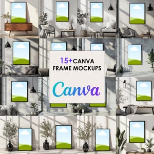 Canva Wall art Mockup Bundle, Canva Frame Mockup, Canva Frame Template Bundle, Wall art Mockup for Canva Drag and Drop Frame Mockup