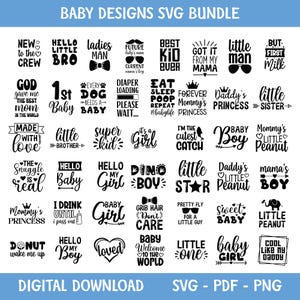 Baby SVG Bundle, Baby Shower SVG, Newborn SVG Bundle, Baby Quote Bundle, Cute Baby Saying svg, Funny Baby svg, Baby Boy Girl Svg