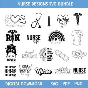 Nurse Svg Bundle, Nurse Quotes, Nurse Saying, Nurse Clipart, Nurse Life, Doctor Svg, Nurse Svg File for Cricut, Nurse Cut File, Nurse Mom