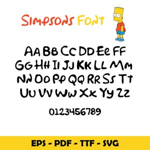 Simsons Schriftart, Simpsons svg schneide Dateien für Cricut, Silhouette, png, dxf, Simpsons Clip Art bundle, Simpsons png, sofortiger Download