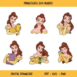Princesses PNG Cliparts Bundle, all Princesses PNG Cartoon Sublimation Cliparts, Princess Movie Themed Clip Arts Collection, Princess PNG