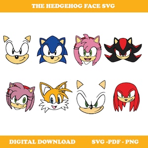 The Hedgehog Svg, sonic Svg, Sonic Head Svg, sonic png, Layered SVG, svg files for cricut, game svg, cartoon SVG Bundle, Instant download