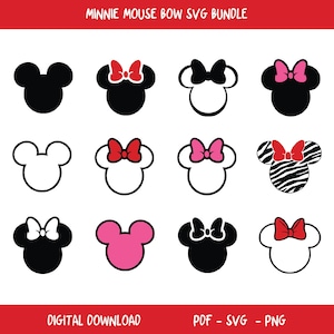 Mouse bow Svg, Bow Mouse Clipart, Mouse Head SVG, Mouse Ears svg, Mouse Ears outline and Mouse Bow, mouse head Pdf, svg, png Cricut