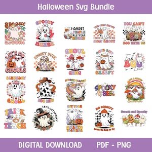 Retro Halloween Png Bundle, Halloween Sublimation Designs, Spooky Season Png, Ghost T-shirt, Pumpkin Png, Fall Png, Retro Halloween Png