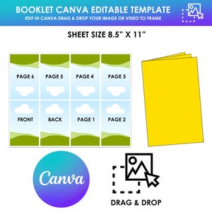 Booklet Editable Canva Template, Mini Coloring Book Template, Fold Book Template, Fold Book Template,  DIY Booklet, Booklet Pattern, Svg