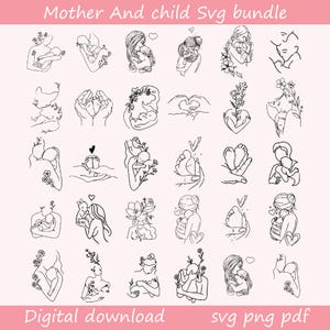 母と子の SVG バンドル、ママの愛、特別なママ、ママの母性 PNG、花の母親 SVG、赤ちゃんを抱きしめる母親 SVG、新生児 SVG、ママのカット ファイル
