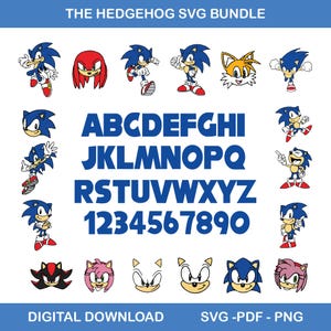 The Hedgehog Svg, sonic Svg, Sonic Head Svg, sonic png, Layered SVG, svg files for cricut, game svg, cartoon SVG Bundle, Instant download