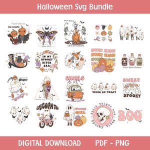 Retro Halloween Png Bundle, Halloween Sublimation Designs, Spooky Season Png, Ghost T-shirt, Pumpkin Png, Fall Png, Retro Halloween Png