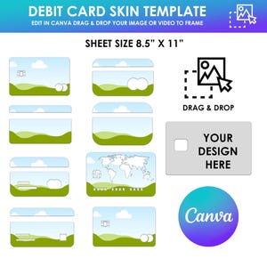 Debit Card Skin Template, Debit Card Cover Template Svg, Credit Card Sticker, Card Skin, Card Template Svg, Card Cover Svg, Canva Pdf File