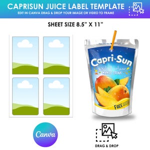 Capri Template Svg, Blank Capri Sun Template, Juice Pouch Label, Juice Label Party, Custom Caprisun Label, Capri Juice Pouch Label Svg
