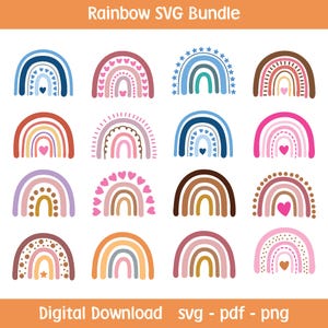 Boho Regenbogen Aufdruck BUNDLE, niedlicher Regenbogen Aufdruck, Boho Regenbogen Clipart, Regenbogen Aufdruck, handgezeichneter Regenbogen, Boho Aufkleber, Png, digitaler Download