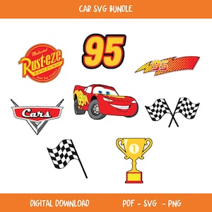 Carros SVG, Relâmpago McQueen SVG, Arquivos de Carros SVG para Cricut, Arquivos de Corte do Relâmpago McQueen, Carros PNG, Pacote SVG em Camadas, Carros para Cricut