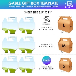 Gable Box Template BUNDLE, Gable Box Template, Gable Box Svg, Party Favor Box, Box Template, Gift Box Svg, DIY Box Template, Canva Pdf File