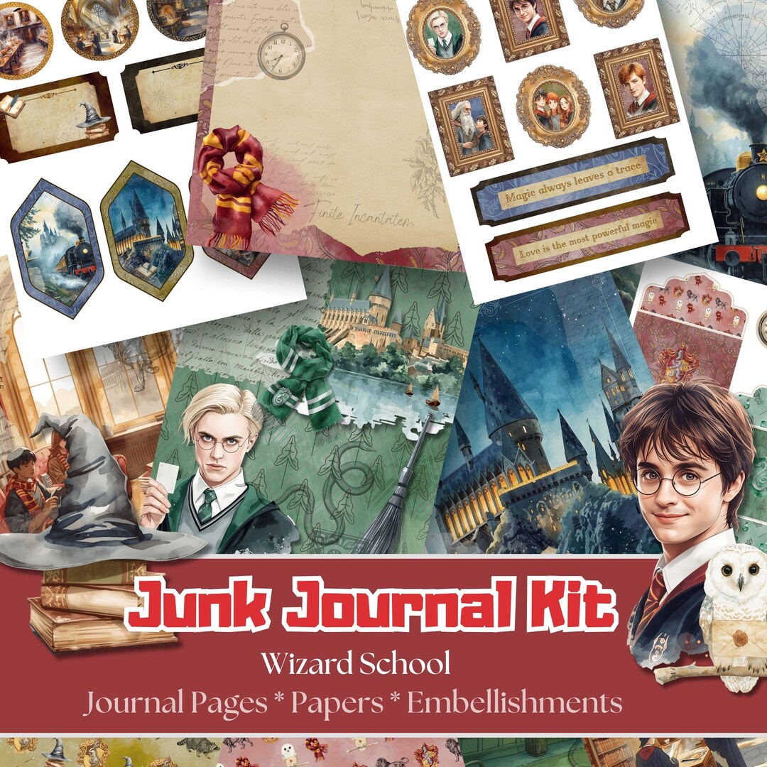 Magical Wizards School Junk Journal complete kit printables, fantasy ...