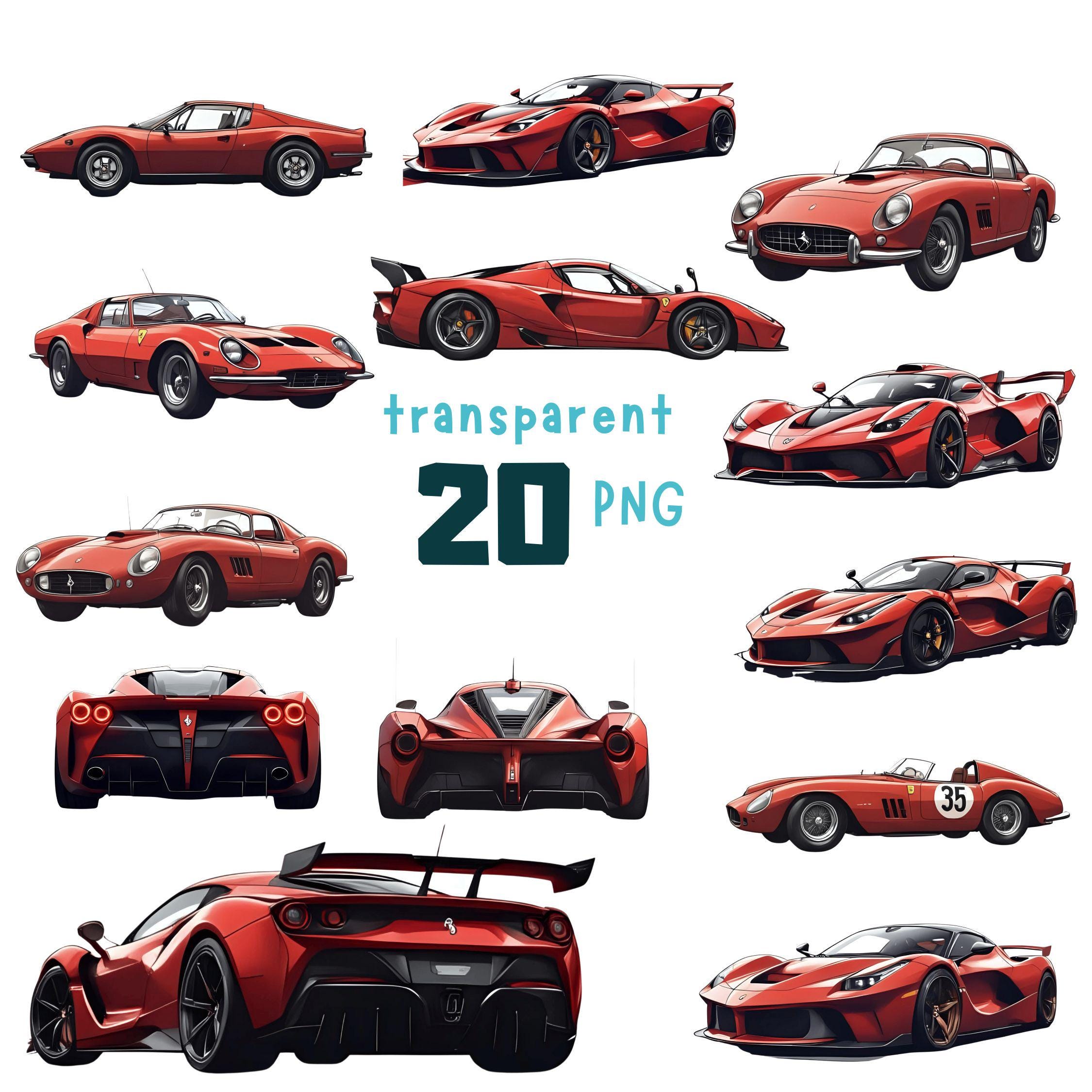 20 Ferrari PNG Clipart Bundle: Transparent Background, Commercial Use ...
