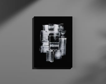 Minimalist Abstract Art Print | Black & White Canvas #2 | Bold Modern Wall Decor for Living Room – Art Aura by Bani