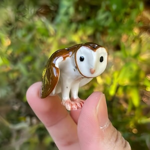 Handmade Ceramic Owl Figurine: Hand-Painted Collectible Animal Decor