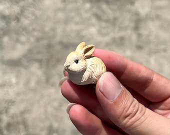 Tiny Sleeping Bunny Tea Pet Handmade Zisha Rabbit Mini Desk Decor