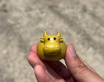 Miniatura de vaca Zisha para chá, feita à mão em argila dourada, decoração de mesa.