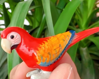 Handmade Ceramic Parrot Figurine: Tropical Bird Sculpture, Colorful Home Decor