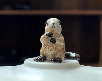 Handmade Ceramic Beaver Figurine | Mini Animal Sculpture, Tea Pet
