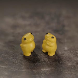 Handmade Mini Zisha Tea Pet Frog Golden Duan Clay Figurine