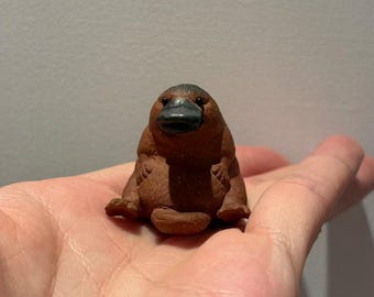 Miniatura de Ornitorrinco de Argila Zisha para Chá, Feita à Mão, para Mesa de Trabalho ou Mesa de Chá